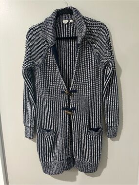 100% Cotton GAP Navy & White Toggle-Strap Ribbed Cardigan